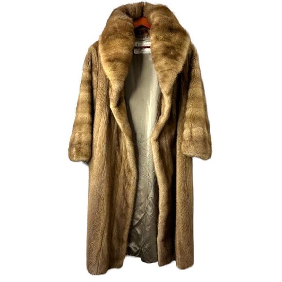 MINK COAT FULL LENGTH GENUINE VINTAGE MINK COAT From Hess’s Size Large Excellent - Picture 1 of 16